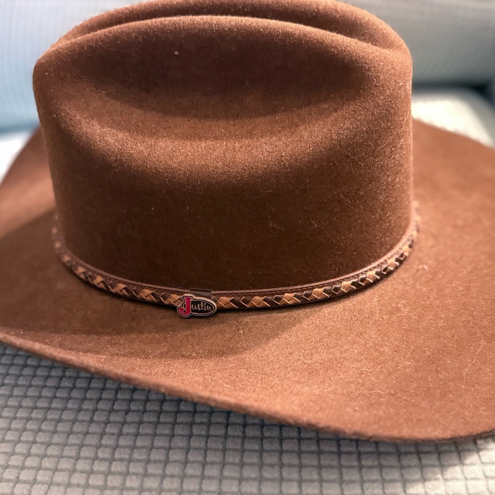 Justin Boots Brown Cowboy Hat with Braided Band - Picture 4 of 9